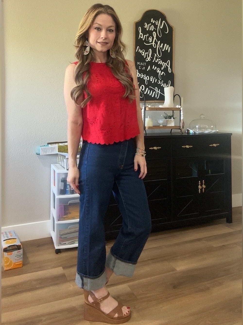 High-Rise Straight Leg Jeans - Dark Blue